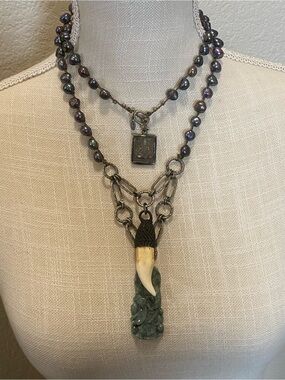Love Heals Peacock Pearl & Jade Necklace